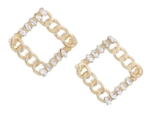 Square Clear Crystal Earrings