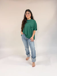 Oversized Ribbed Round Neck Short Sleeve Top