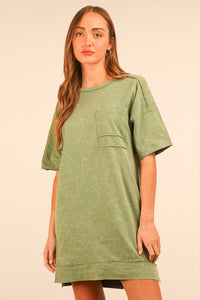 Mineral Washed Knit Oversized Shift Mini Dress