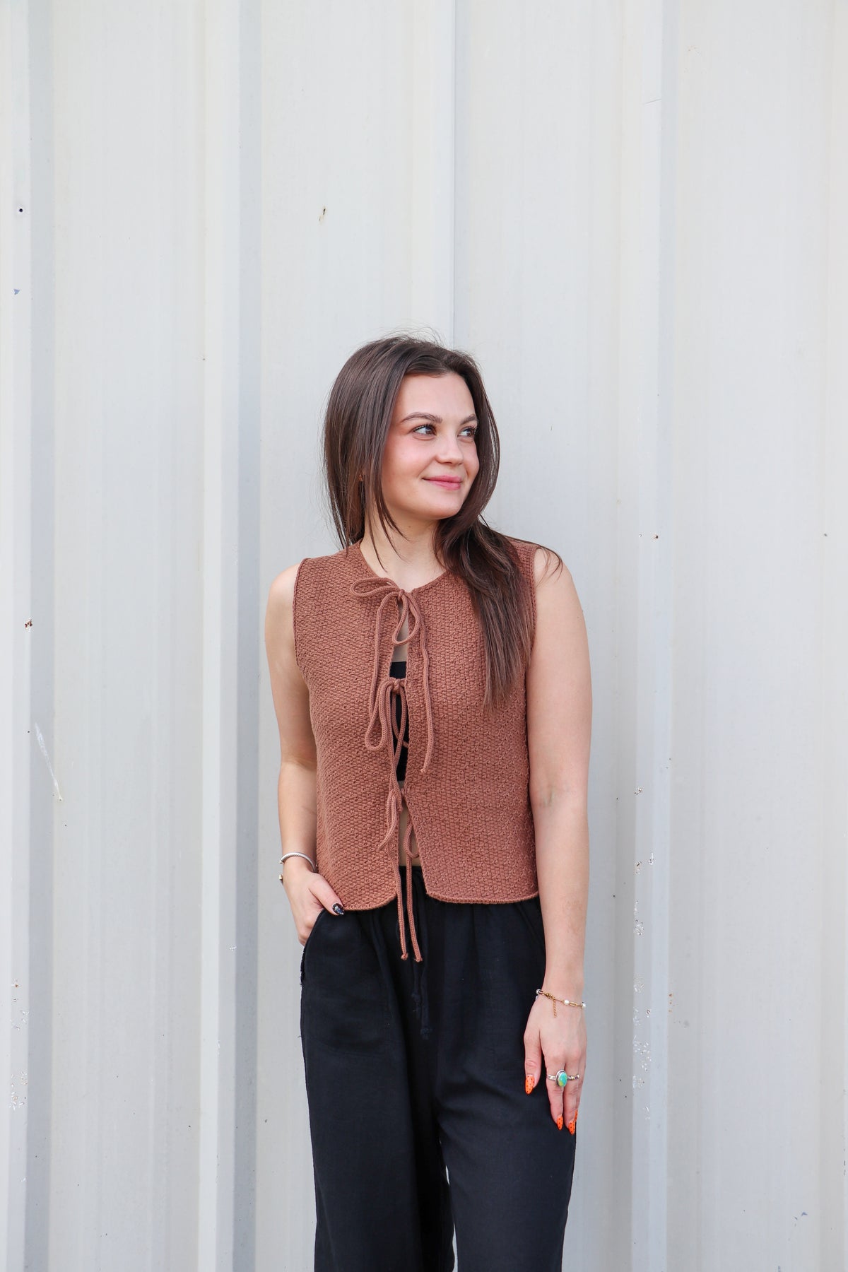 Front Tie Sweater Vest