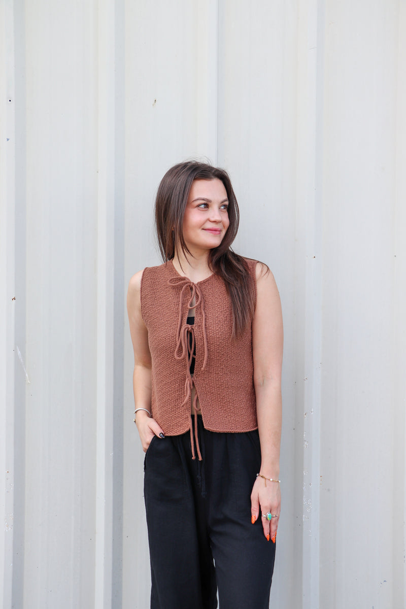 Front Tie Sweater Vest
