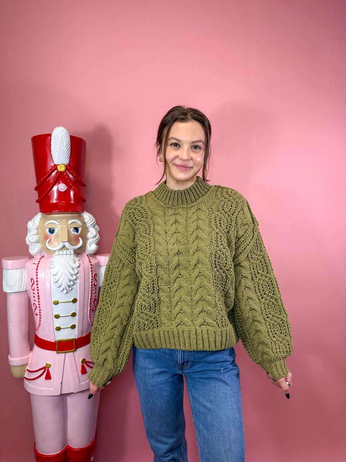 Sage Cable Knit Sweater