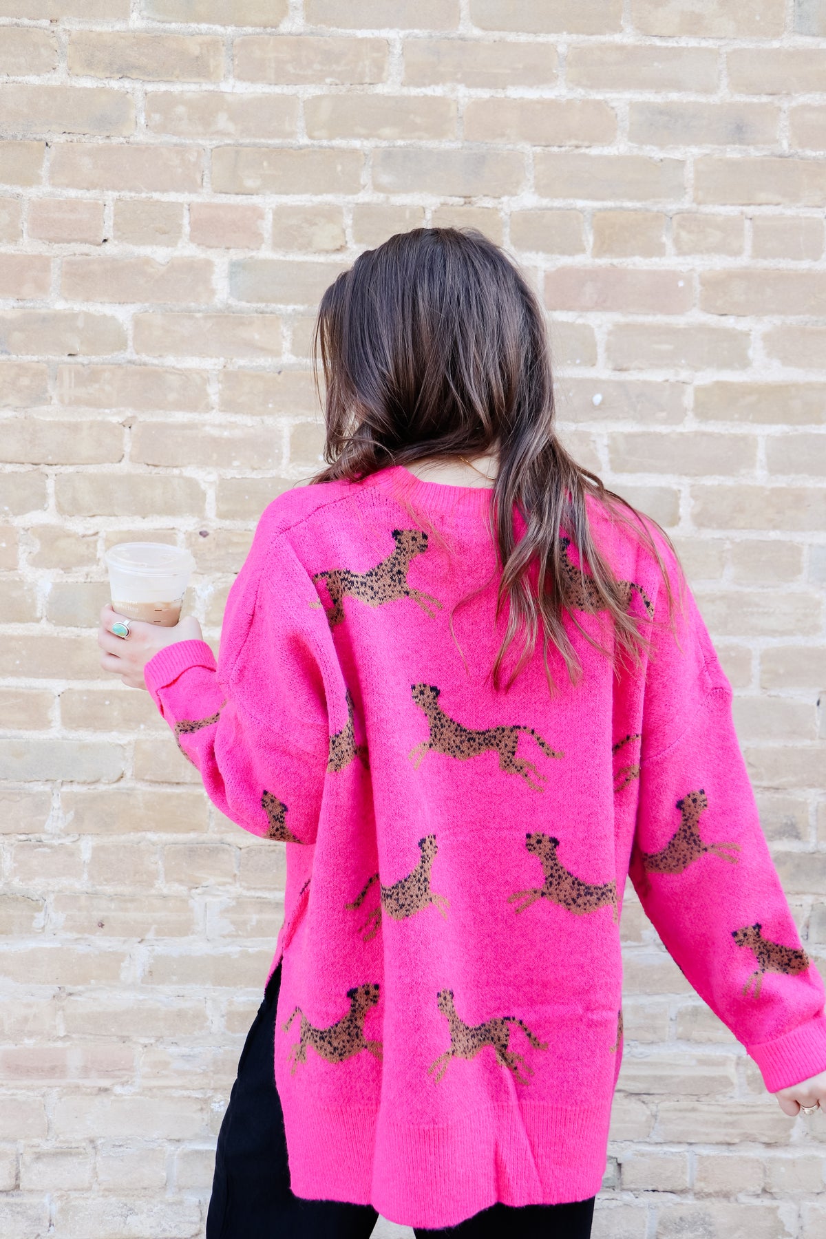 Hot Pink Cheetah Knit Sweater