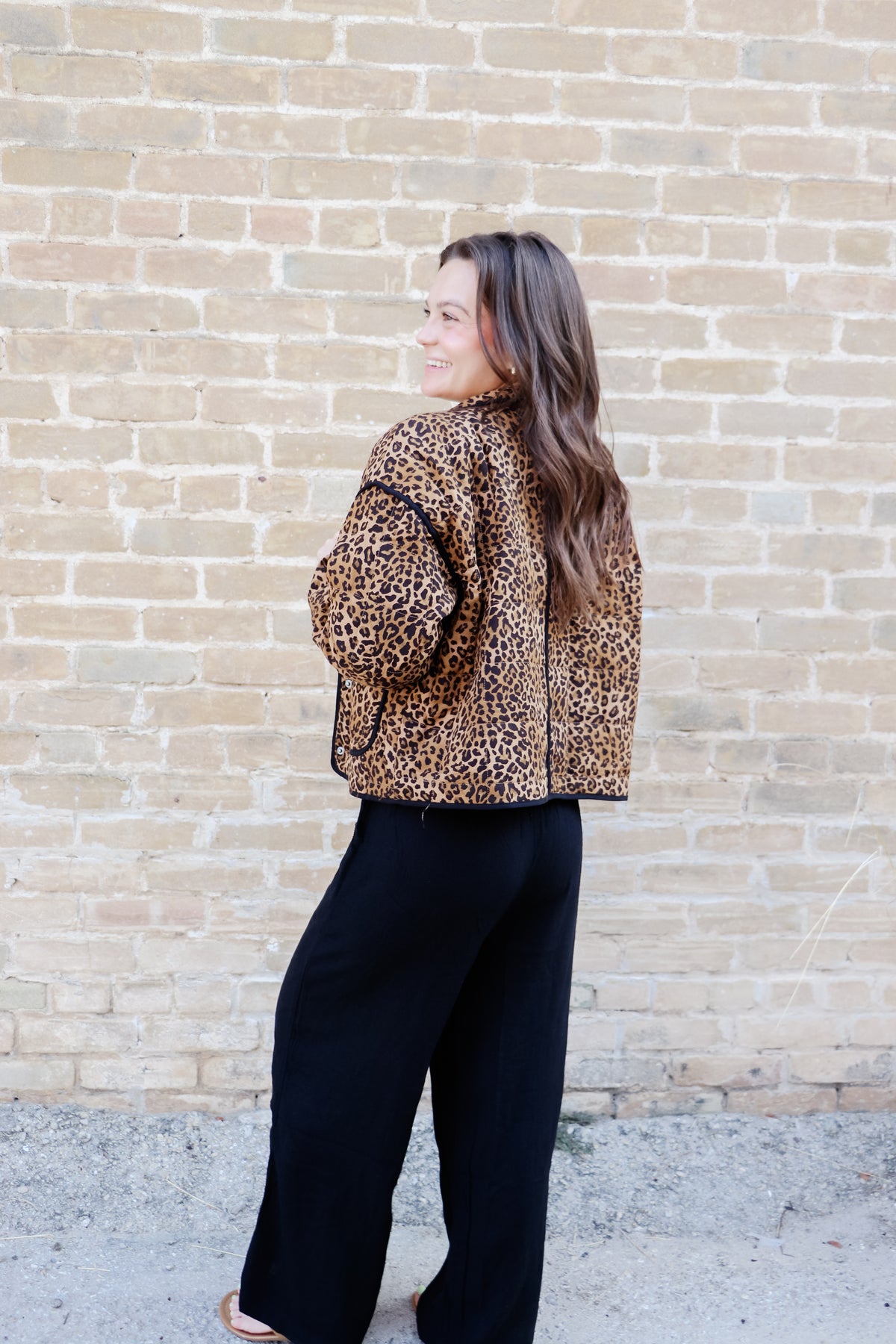 Quilted Leopard Button Down Puffer Jacket