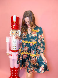 Floral Printed Mini Dress with Belt