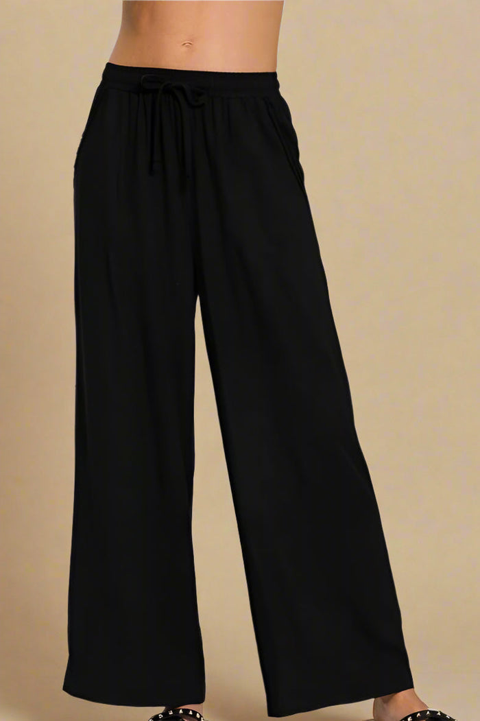 Wide-Leg Linen Blend Pants