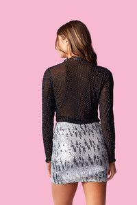 Rhinestone Mesh Top