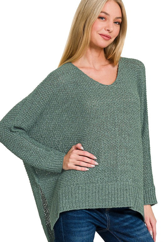 Dolman Sleeve V-Neck Sweater