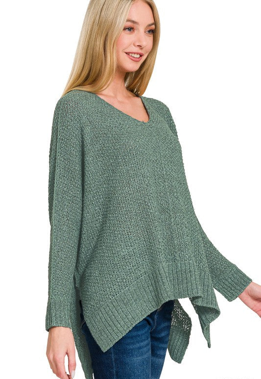 Dolman Sleeve V-Neck Sweater