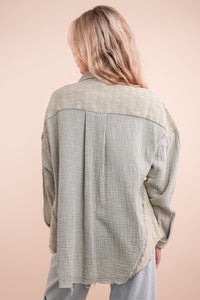 Mineral Washed Oversized Gauze Shacket
