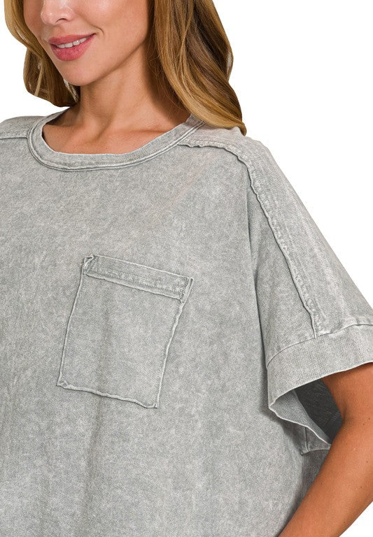 Halo Snow Washed Oversized Crop Tee