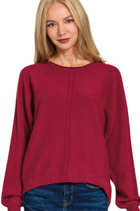 Front Seam Round Neck Sweater