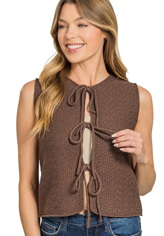 Front Tie Sweater Vest