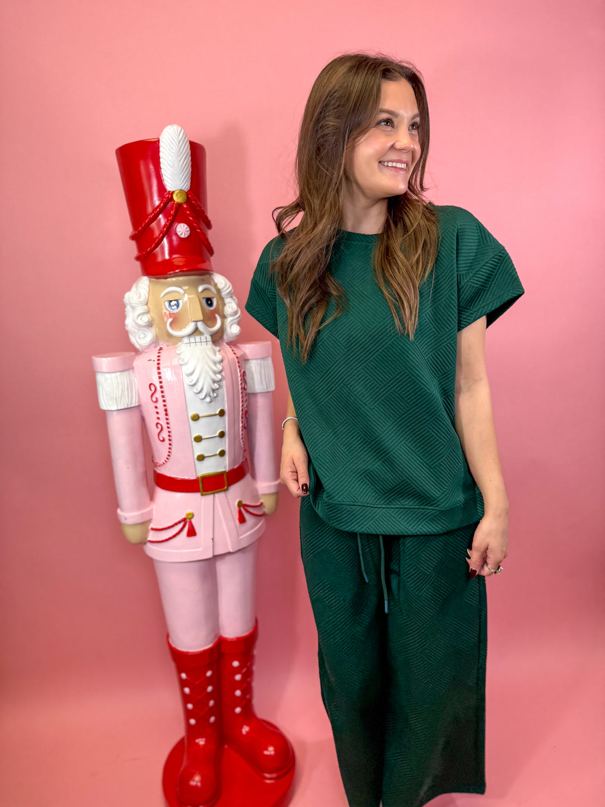 Textured Short Sleeve Lounge Set