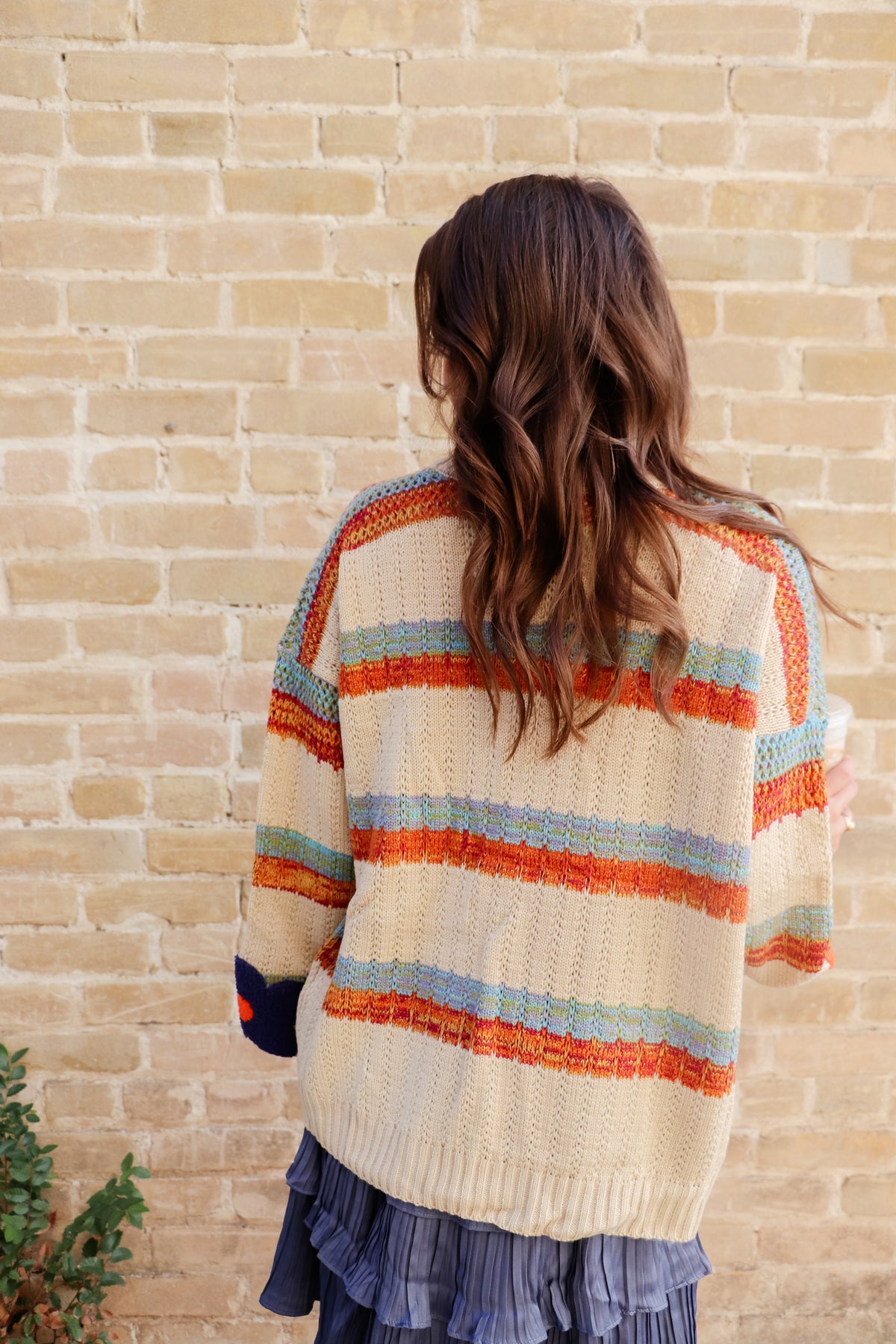 Stripe Flower Pattern Sweater