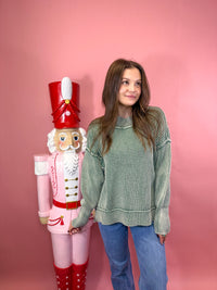 Washed Side Slit Oversized Sweater