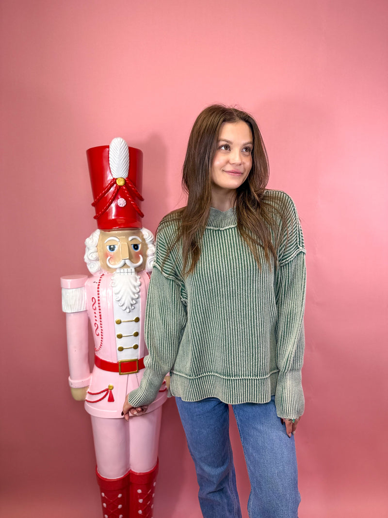 Washed Side Slit Oversized Sweater