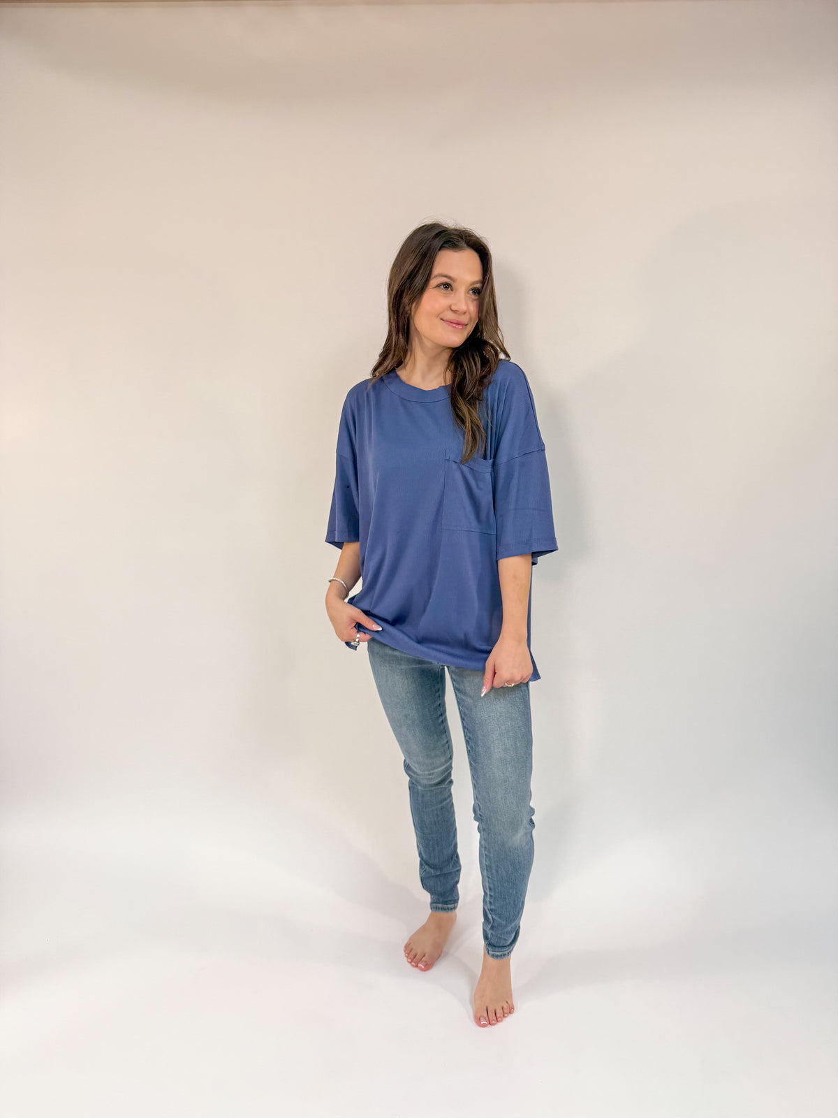 Ribbed Pocket Oversized Top