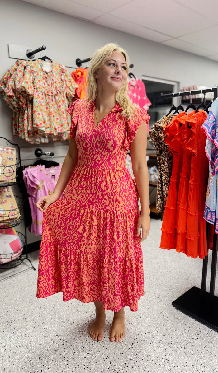 Fit And Flare Tiered Midi Bohemian Dress