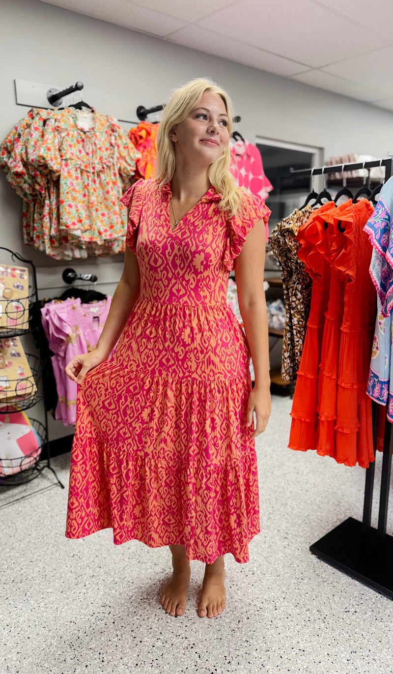 Fit And Flare Tiered Midi Bohemian Dress