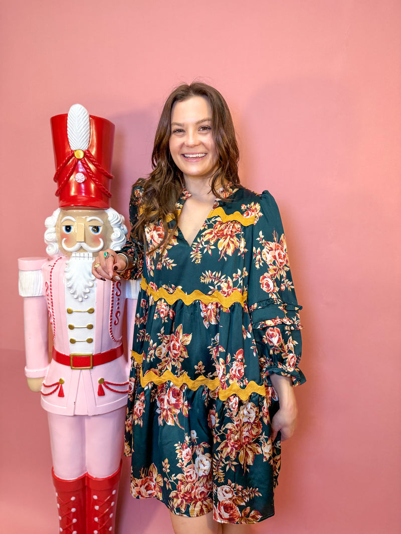 Floral Printed Mini Dress with Belt