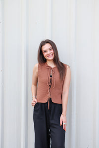 Front Tie Sweater Vest