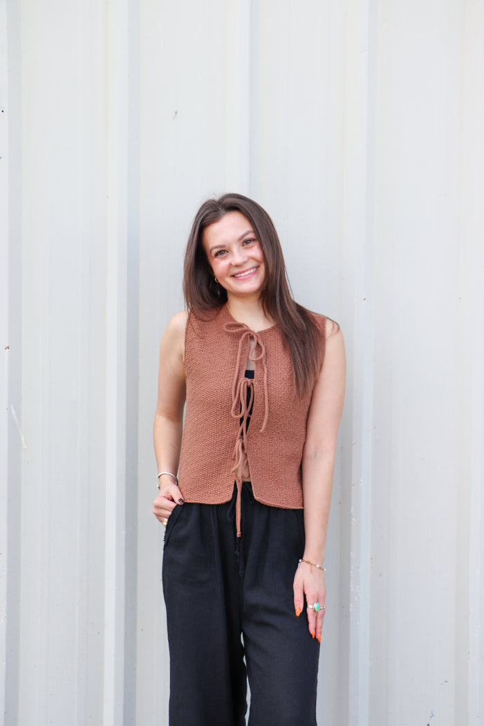 Front Tie Sweater Vest