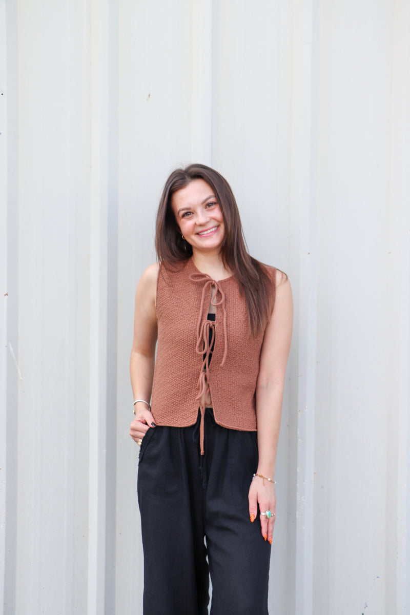 Front Tie Sweater Vest