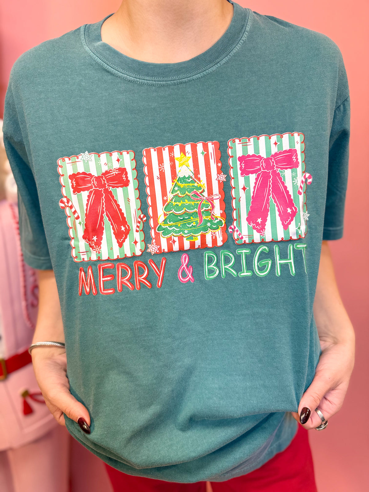 Merry & Bright Bow Graphic Tee
