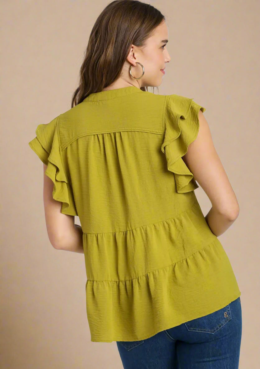 Baby Doll Top W/ Ruffle Sleeves