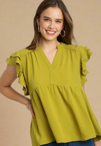 Baby Doll Top W/ Ruffle Sleeves