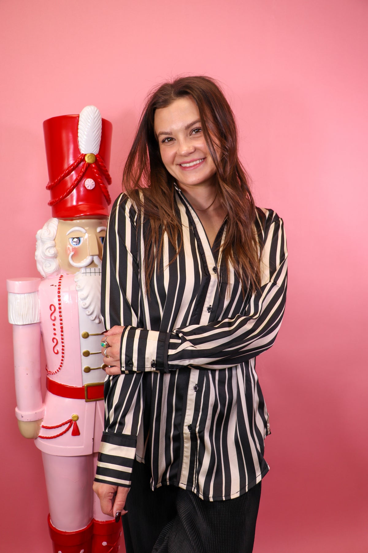 Satin Stripe Button Down Shirt