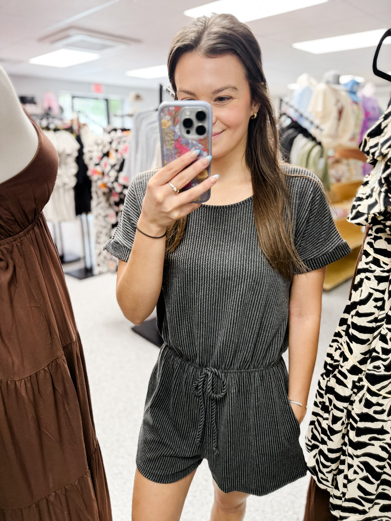 Solid Urban Ribbed Romper