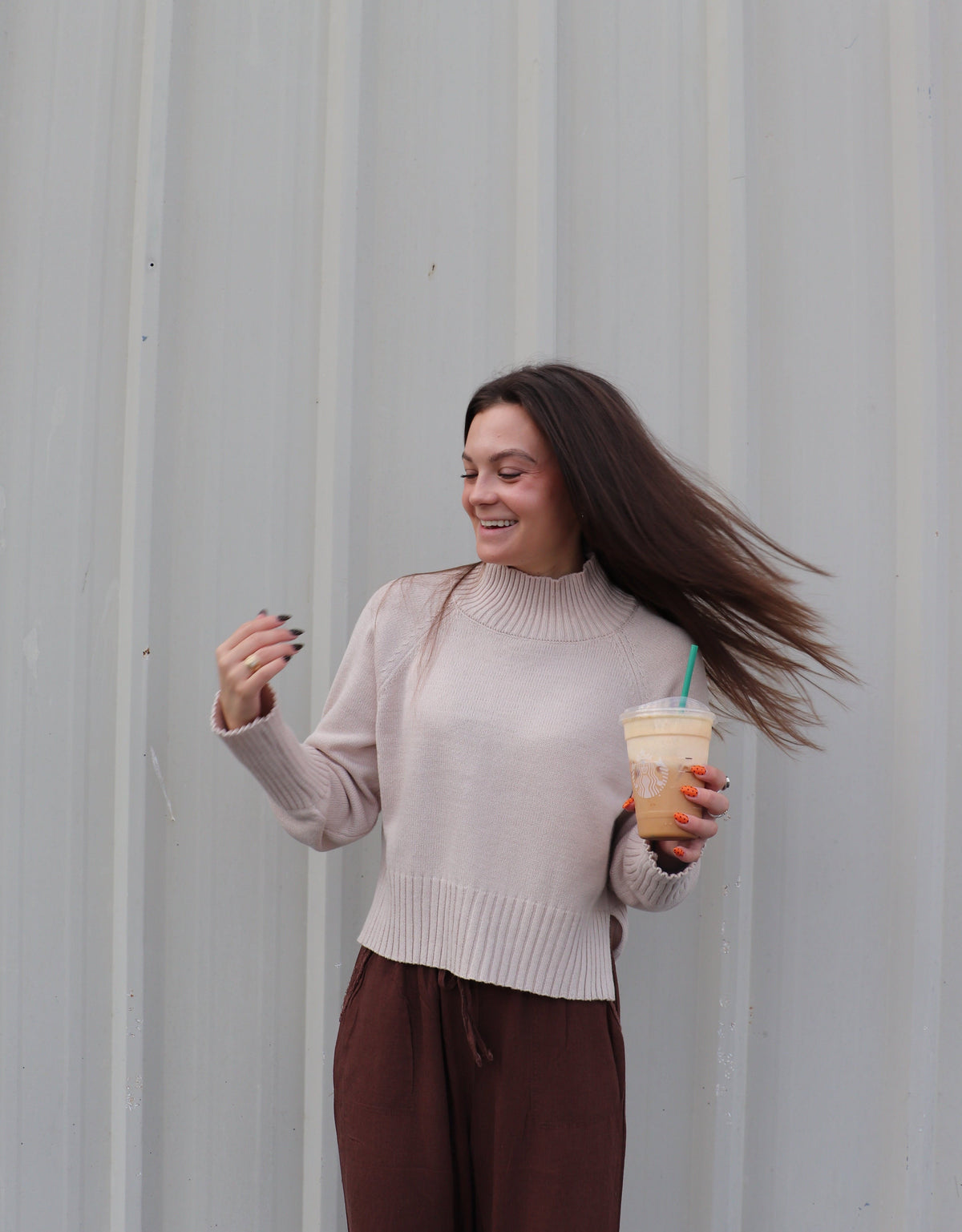 Mock Neck Long Sleeve Knit Cropped Sweater