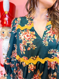 Floral Printed Mini Dress with Belt