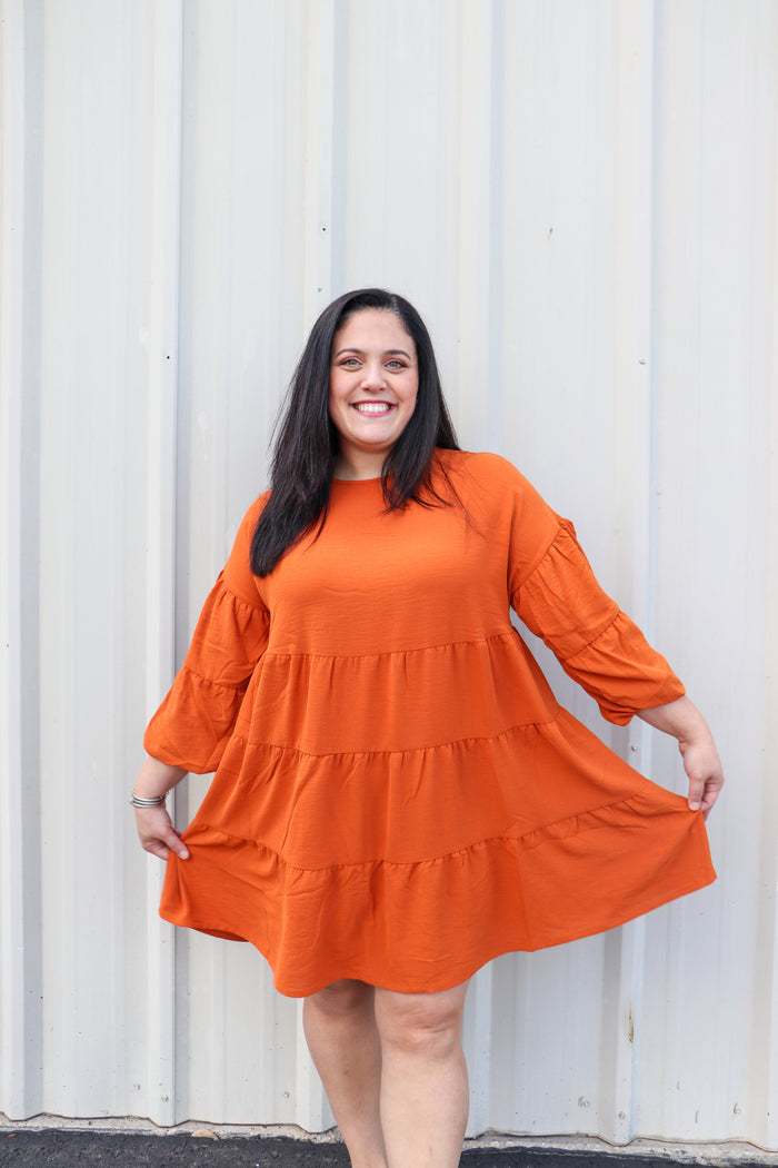 Rust Dallas Tiered Dress