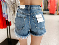 Dark Raw Frayed Hem Ripped Shorts