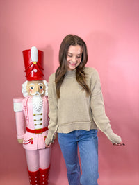 Washed Side Slit Oversized Cropped Sweater