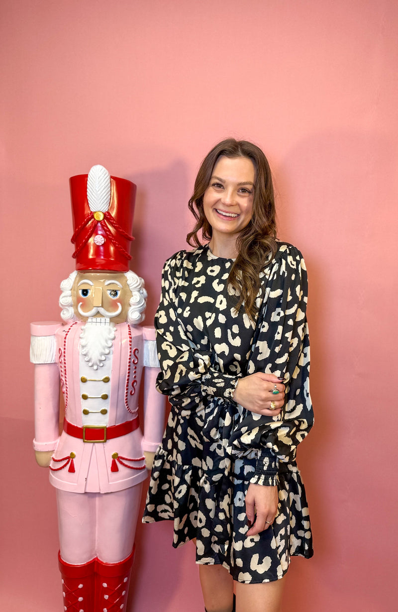 Satin Animal Print Mini Dress