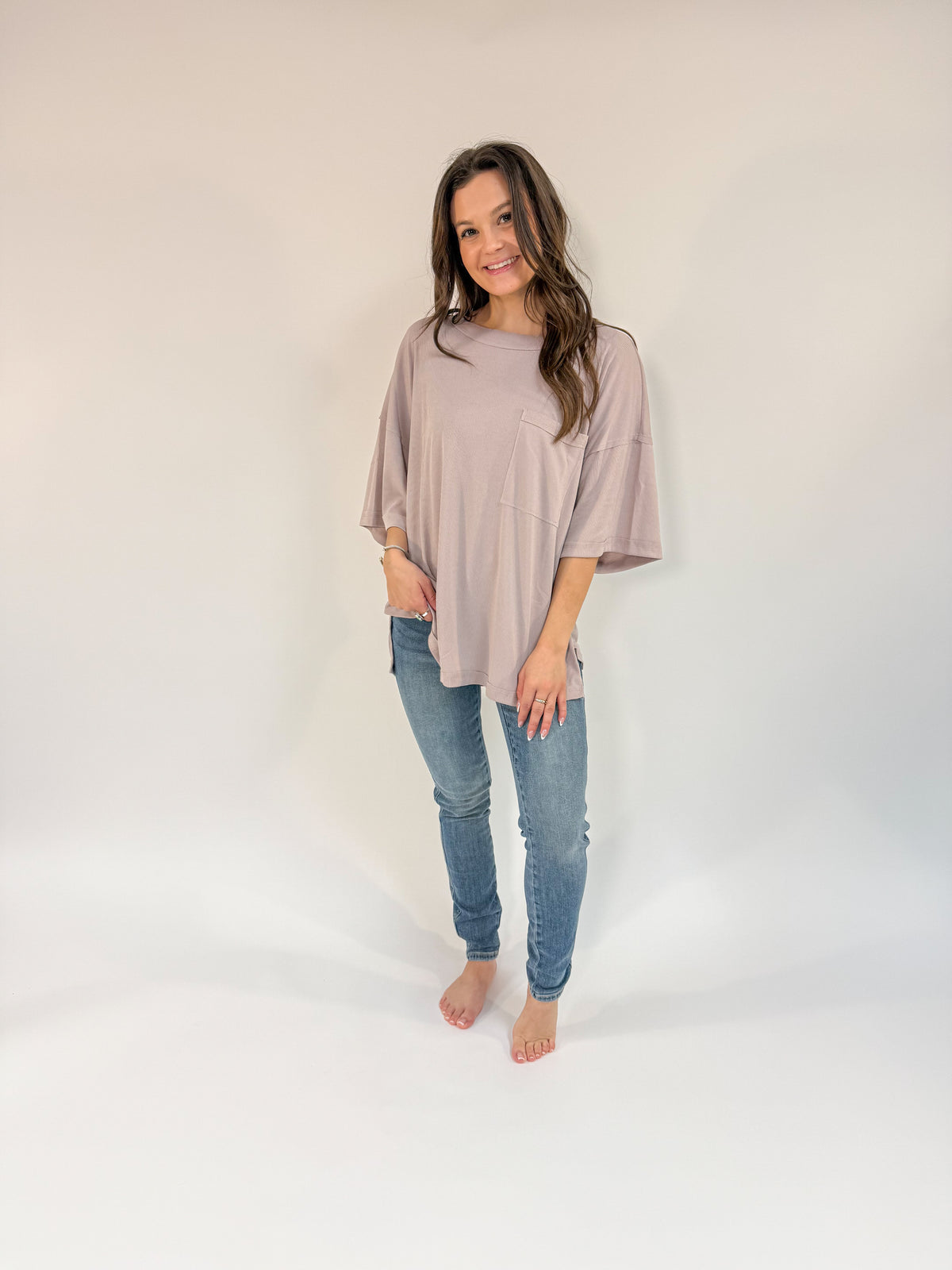 Ribbed Pocket Oversized Top