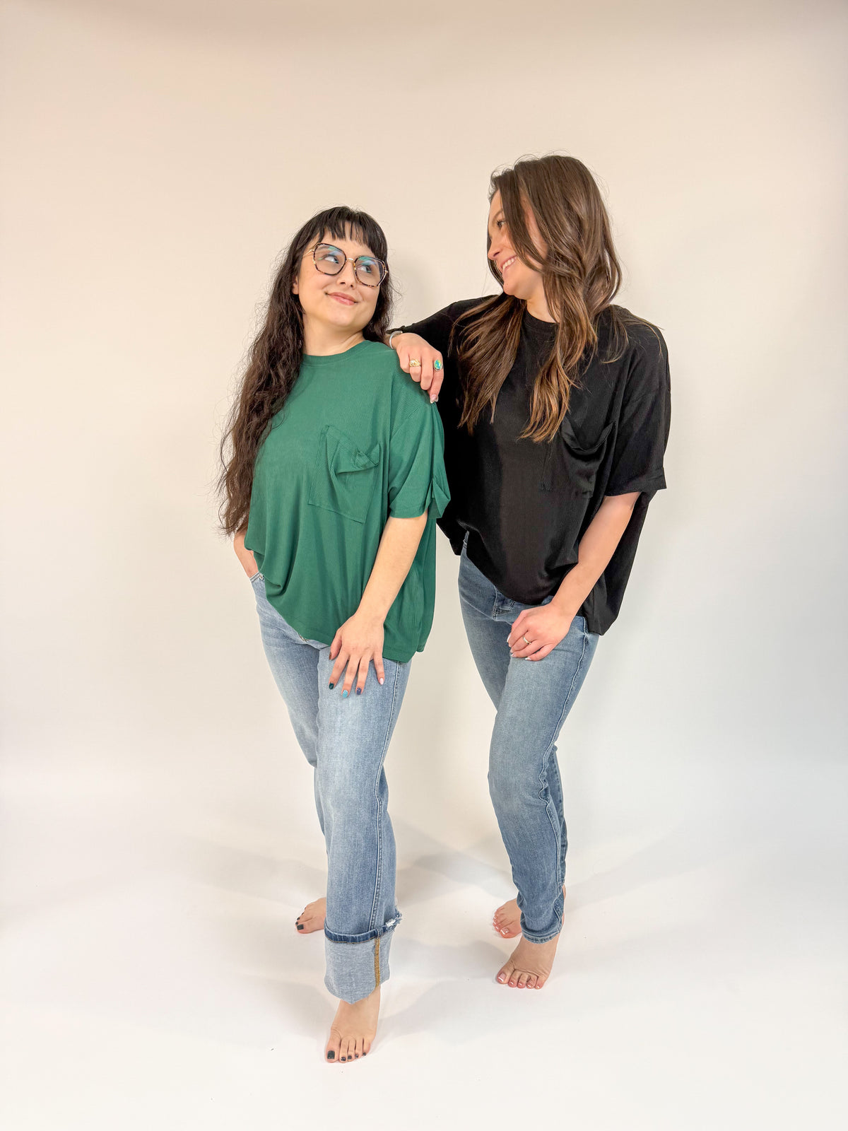 Oversized Ribbed Round Neck Short Sleeve Top