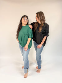 Oversized Ribbed Round Neck Short Sleeve Top