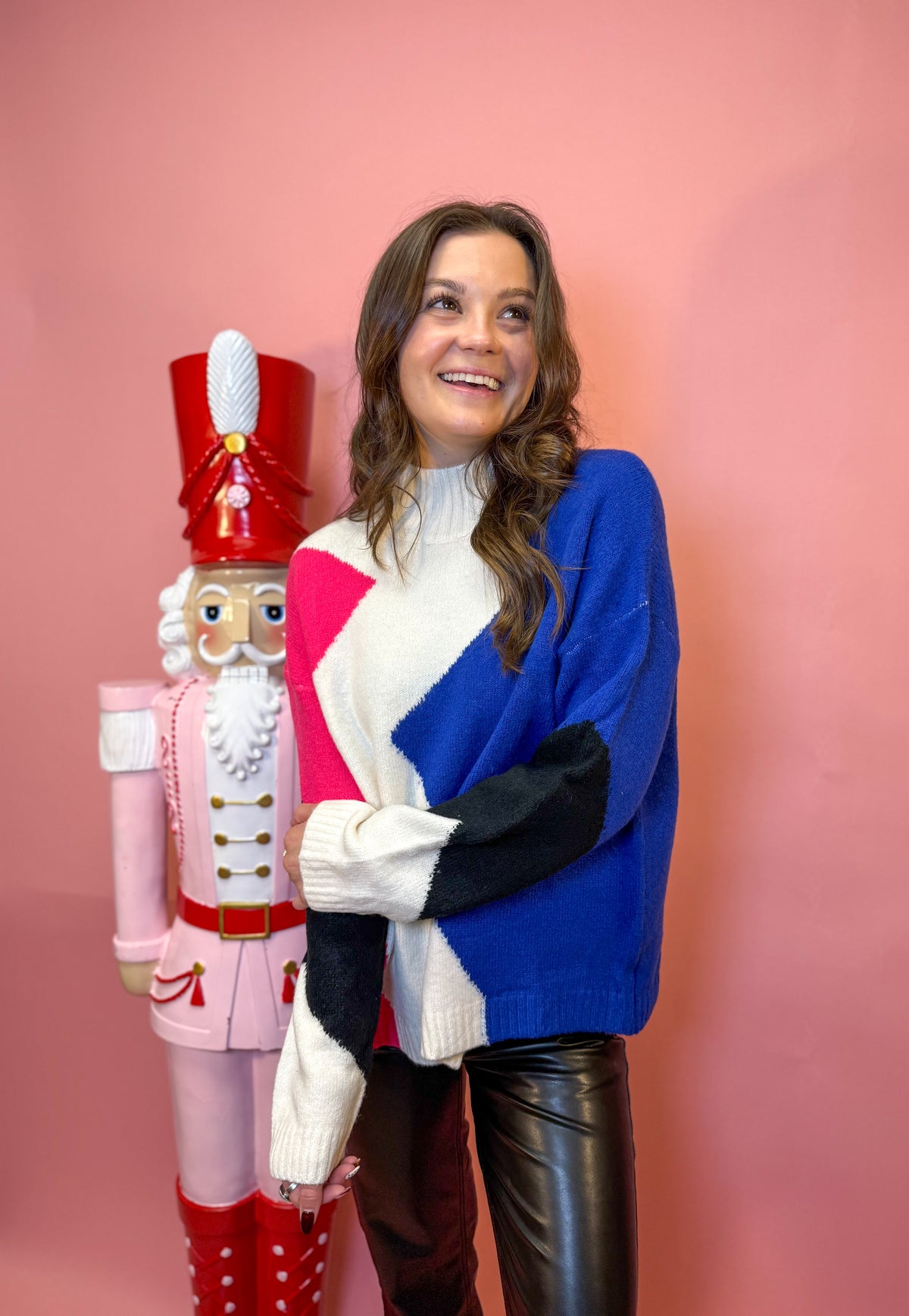 Color block Turtle Neck Long Sleeve