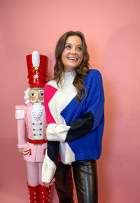 Color block Turtle Neck Long Sleeve