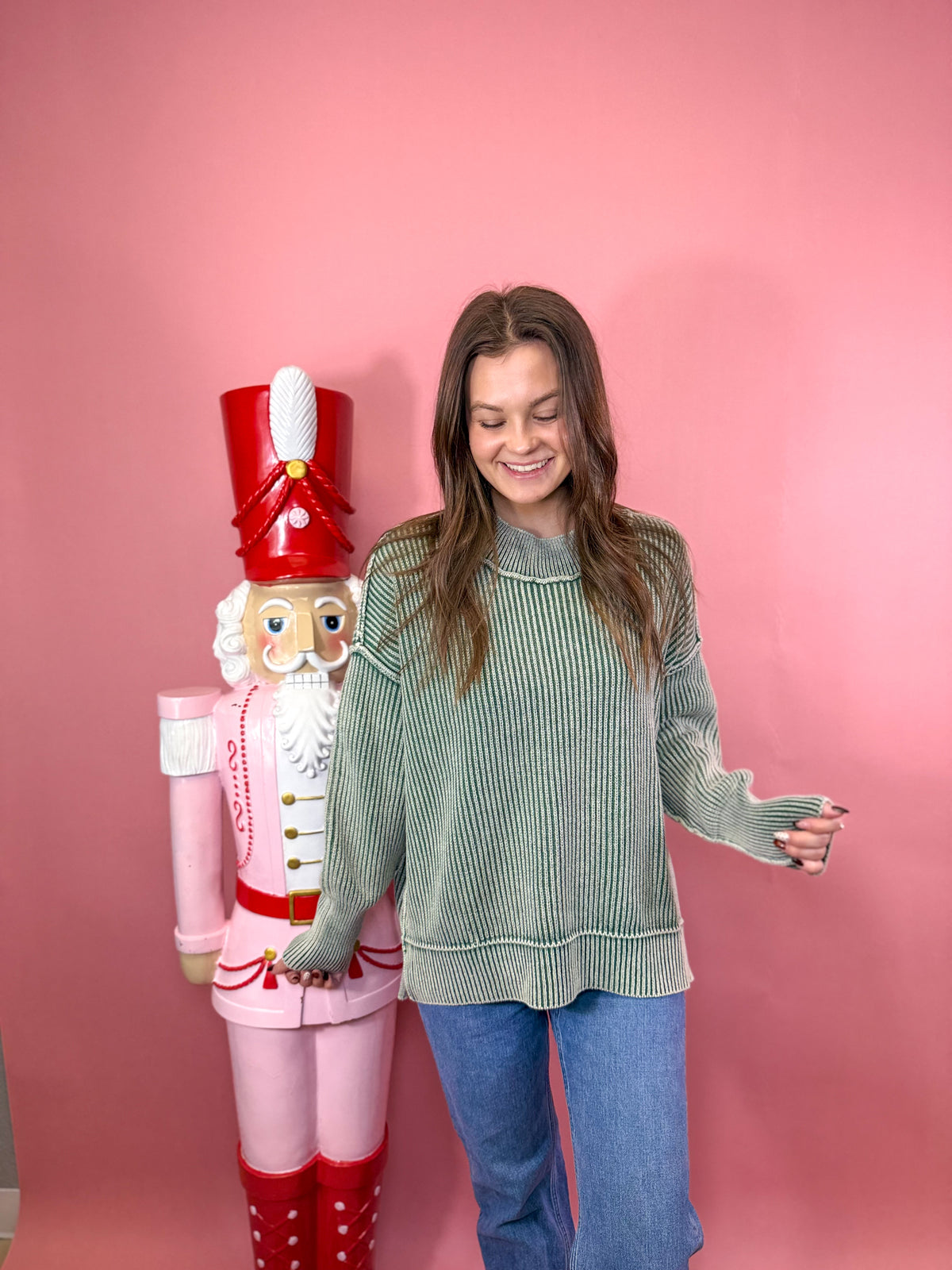 Washed Side Slit Oversized Sweater