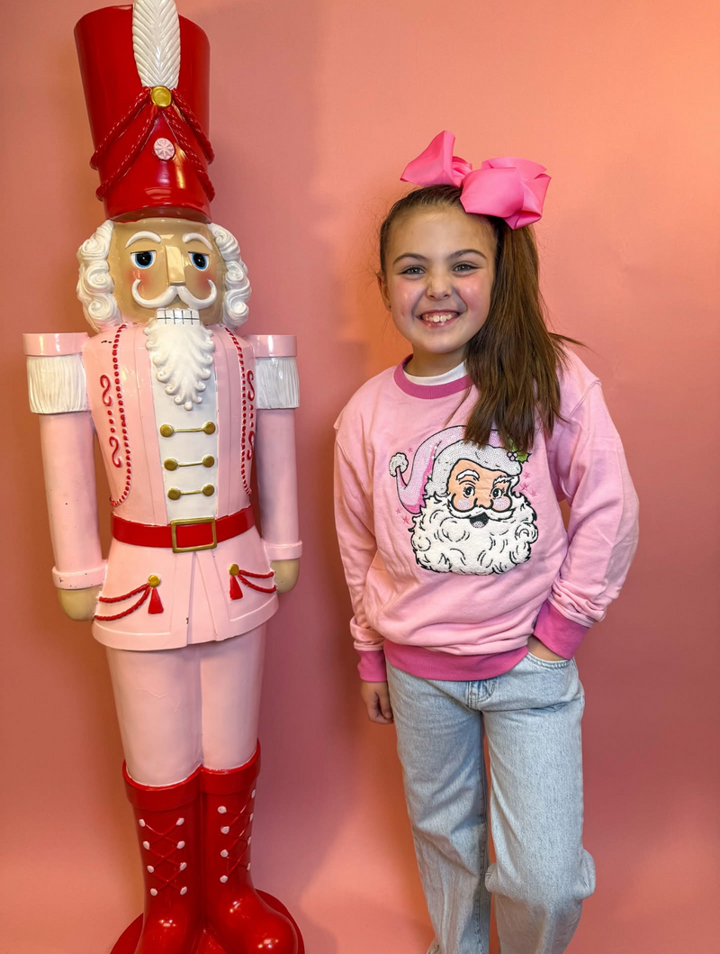 Jolly Pink Santa Kids Sweatshirt