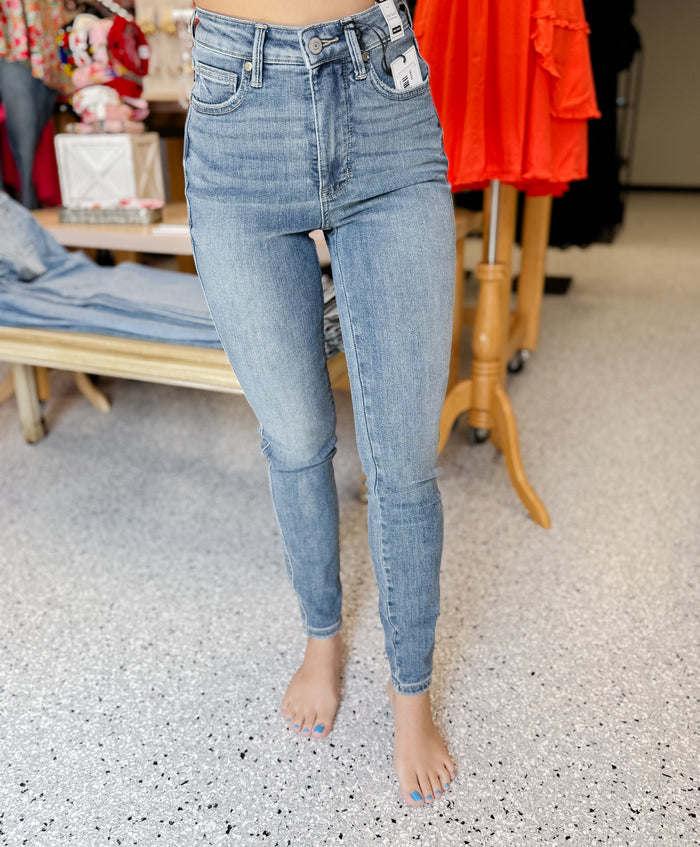 Nicole High Waist Tummy Control Contrast Wash Skinny Jeans