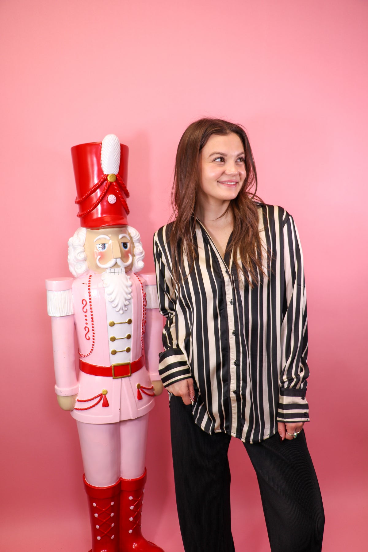 Satin Stripe Button Down Shirt