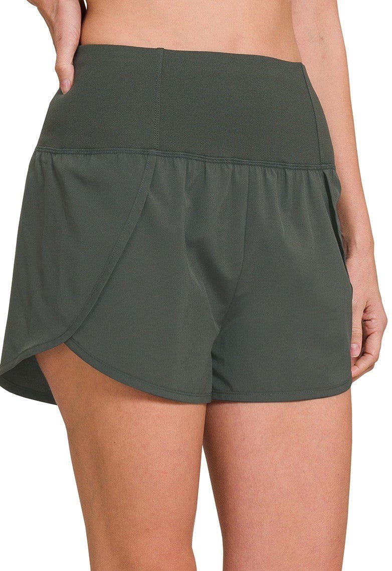 High Waisted Back Pocket Running Shorts