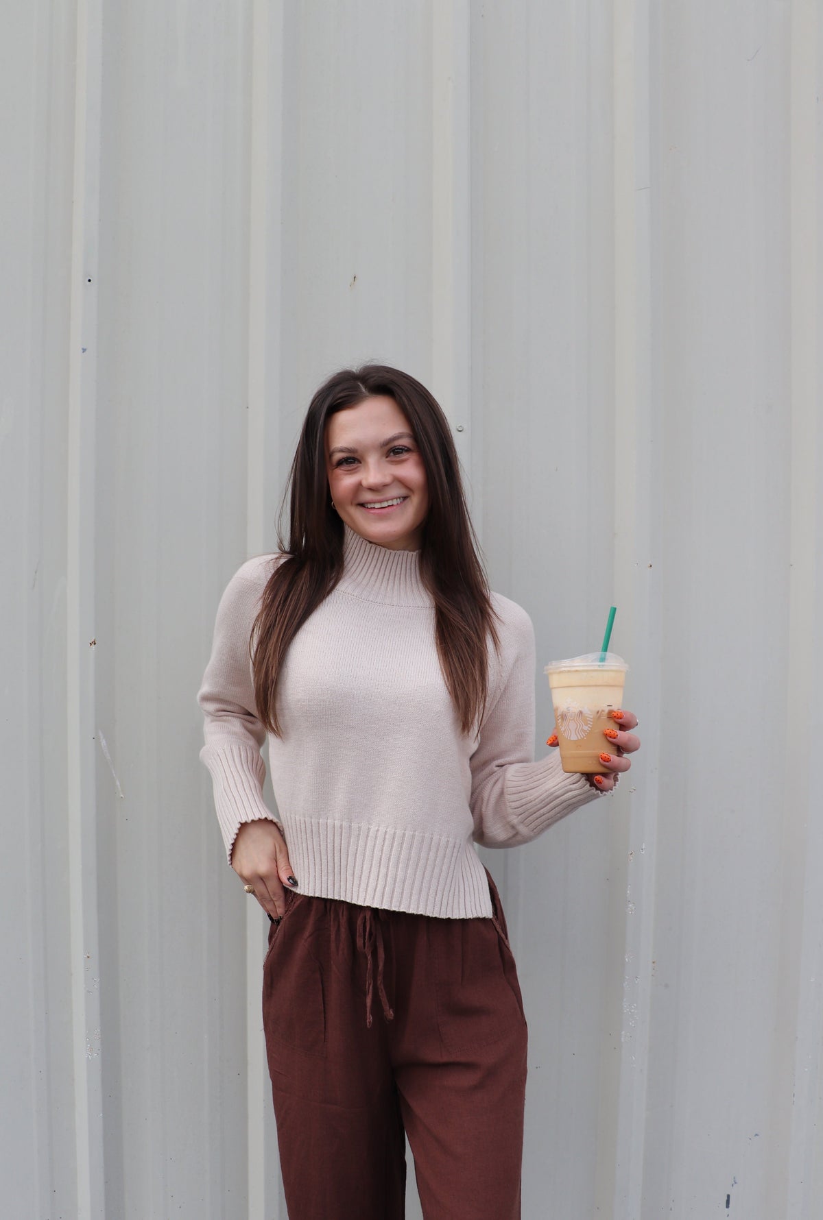 Mock Neck Long Sleeve Knit Cropped Sweater